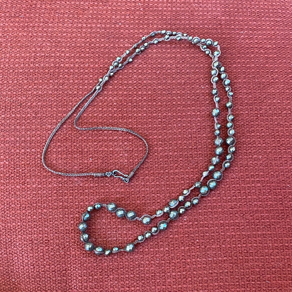 Chan Luu Cl Long Faceted Pyrite Stone Beads Necklace Sterling Silver 925 42 40$